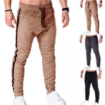 Fashion Contrast Color Elastic Waist Men's Casual Pants