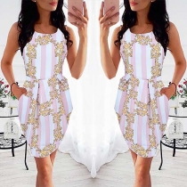 Fashion Short Sleeve Round Neck Printed Dress