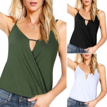 Sexy Backless V-neck Solid Color Cami Top