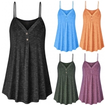 Sexy Backless V-neck Solid Color Sling Top