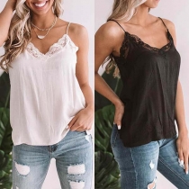 Sexy Backless V-neck Lace Spliced Cami Top