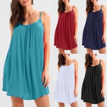 Sexy Solid Color Backless Sling Chiffon Dress