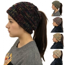 Fashion Mixed Color Hollow Out Knit Cap