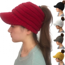 Fashion Solid Color Hollow Out Knit Peaked Cap