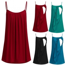 Sexy Backless Solid Color Sling Breastfeeding Dress