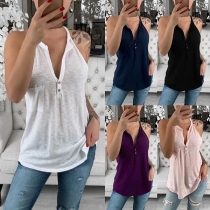 Sexy Backless V-neck Solid Color Sling Top