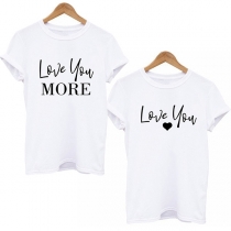 Casual Style Short Sleeve Letters Printed Couple T-shirt