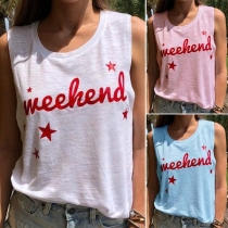 Fashion Letters Printed Casual Tank Top