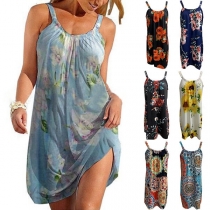 Sexy Backless Printed Sling Dress