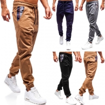 Fashion Solid Color Elastic Waist Men's Casual Pants 
