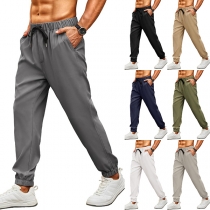 Fashion Solid Color Elastic Waist Men's Casual Pants