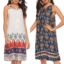 Sexy Off-shoulder Loose Printed Sling Dress