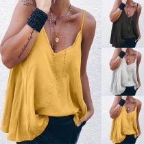 Sexy Backless V-neck Solid Color Sling Top
