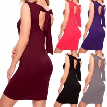 Sexy Lace-up Backless Sleeveless Slim Fit Dress