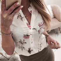 Fashion Half Sleeve Stand Collar Printed Shirt 