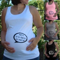 Cute Sleeveless Printed Maternity T-shirt