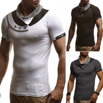 Fashion Short Sleeve Mock Neck Men's T-shirt