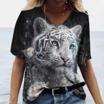 Fashion Dolman Sleeve Round Neck Printed T-shirt