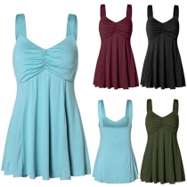 Sexy Backless V-neck Solid Color Sling Top 