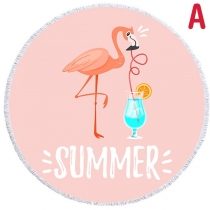Cute Cartoon Flamingo Printed Tassel Beach Towel