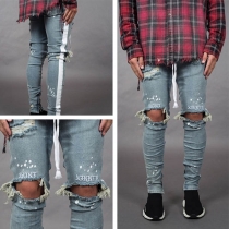 Fashion Hollow Out Ripped Men's Jeans