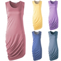 Fashion Sleeveless Round Neck Irregular Hem Dress