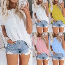 Fashion Solid Color Short Sleeve Round Neck Loose T-shirt