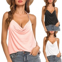 Sexy V-Neck Solid Color Sling Tank Top