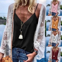 Sexy Backless V-Neck Solid Color Cami Top