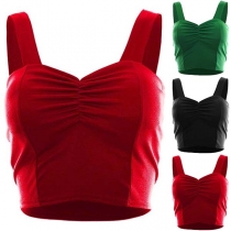 Sexy Backless Solid Color Sling Crop Top 