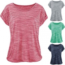 Fashion Solid Color Short Sleeve Round Neck T-Shirt