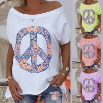 Fashion Short Sleeve Round Neck Printed T-shirt