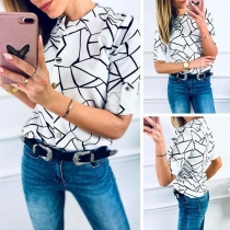 Fashion Half Sleeve Stand Collar Blouse 