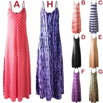 Sexy Backless V-neck Printed Sling Cami Dress