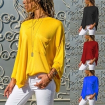 Fashion Round Neck Long Sleeve Loose T-Shirt