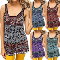 Fashion Sleeveless Round Neck Printed Tank Top