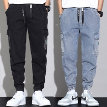 Fashion Elastic Waist Side-pocket Men's Jeans