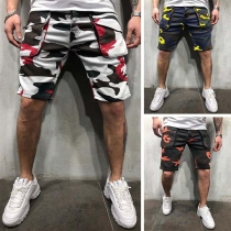 Fashion Camouflage Printed Big Pocket Men's Knee-length Shorts