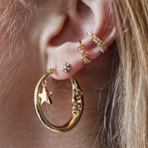 Fashion Rhinestone Inlaid Crescent Shaped Stud Earring Set 4 pcs/Set