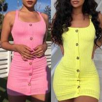 Sexy Backless Front-button Slim Fit Sling Dress