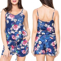Sexy V-Neck Printed Sling Romper