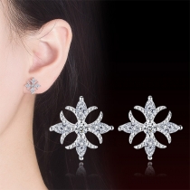 Sweet Style Rhinestone Flower Shaped Stud Earrings 