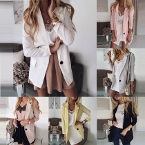OL Style Solid Color Long Sleeve Blazer