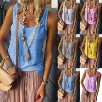 Simple Style Solid Color Round Neck Tank Top