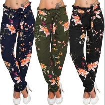 Bohemian Style High Waist Printed Pants