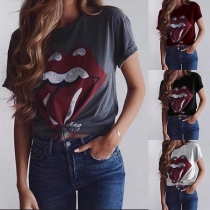 Fashion Round Neck Short Sleeve Printed T-Shirt