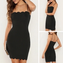 Sexy Backless Solid Color Slim Fit Sling Dress(It falls small)