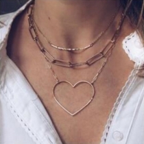 Retro Style Heart Pendant Three-Layer Necklace