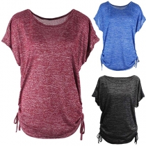 Fashion Solid Color Short Sleeve Loose T-Shirt