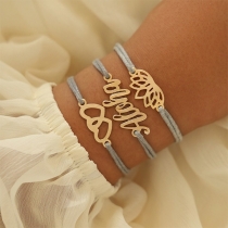 Fashion Heart Lotus Flower Pendant Bracelet Set 3 pcs/Set